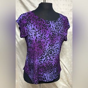 Laura, size 16, purple and black dressy top